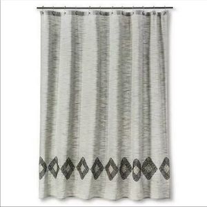 New Threshold Gray Fabric Diamond Shower Curtain